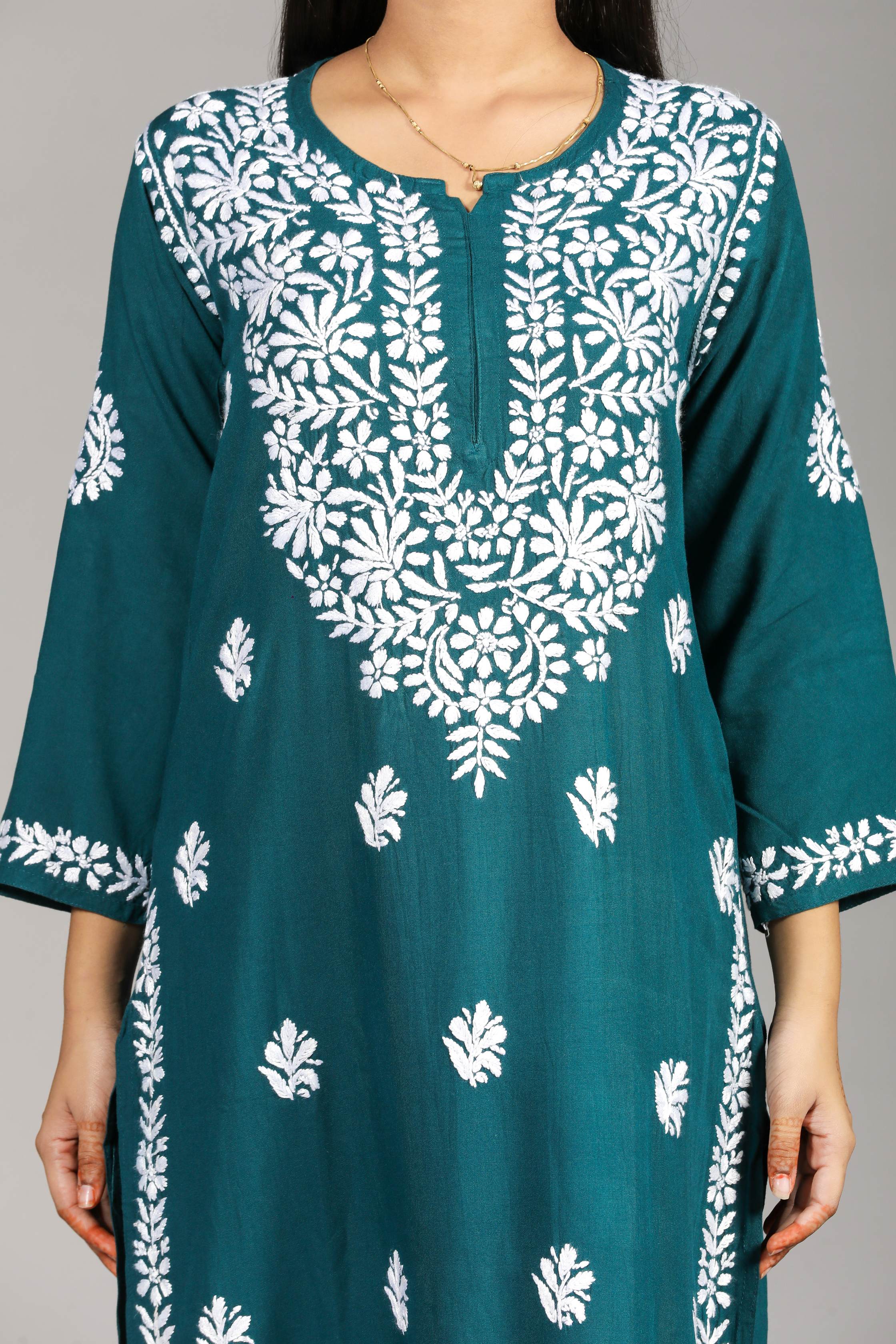 VAMI Rayon Kurti Palazzo set-Sea Blue colour