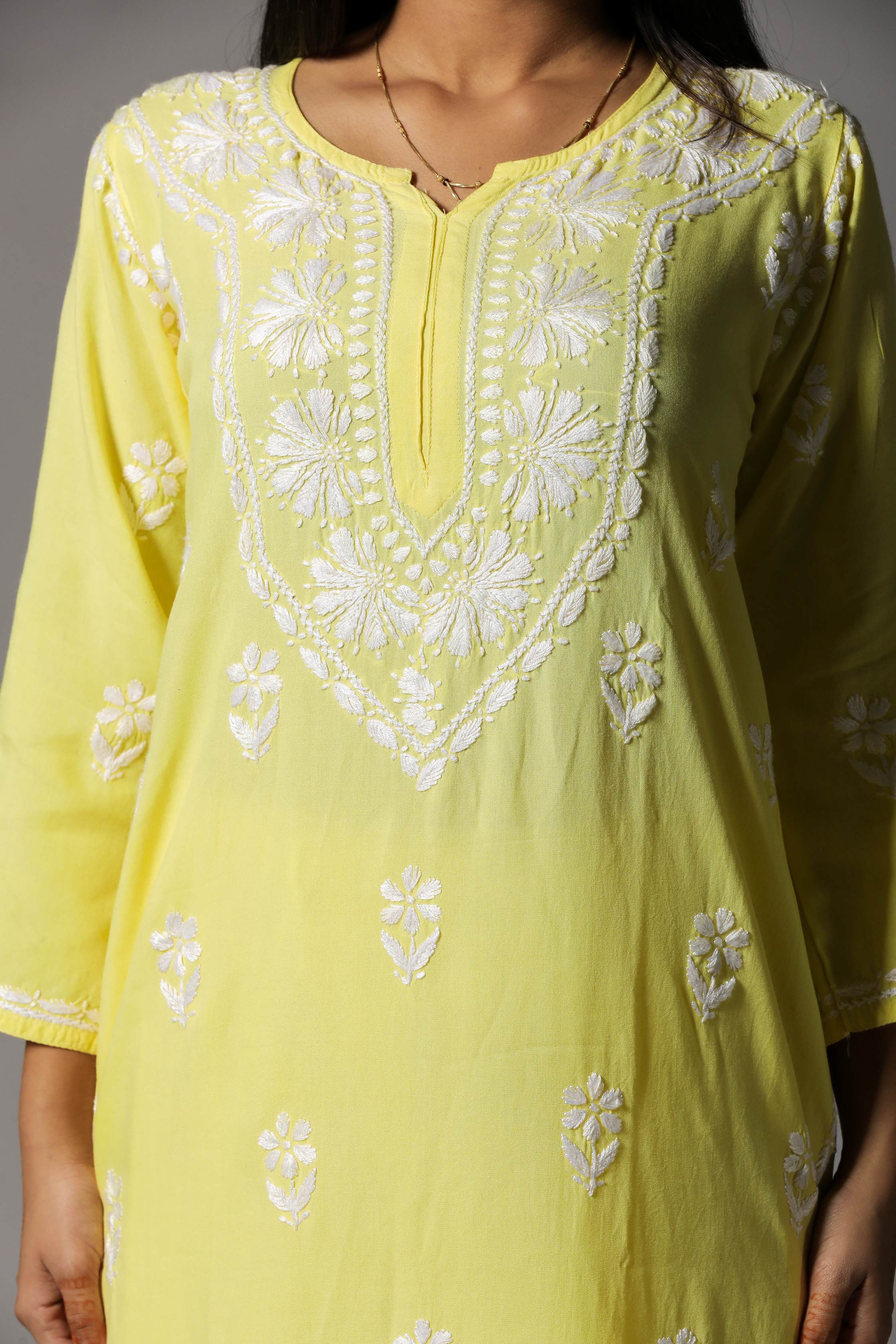 MYRA Rayon Kurti Palazzo set-Lemon Yellow