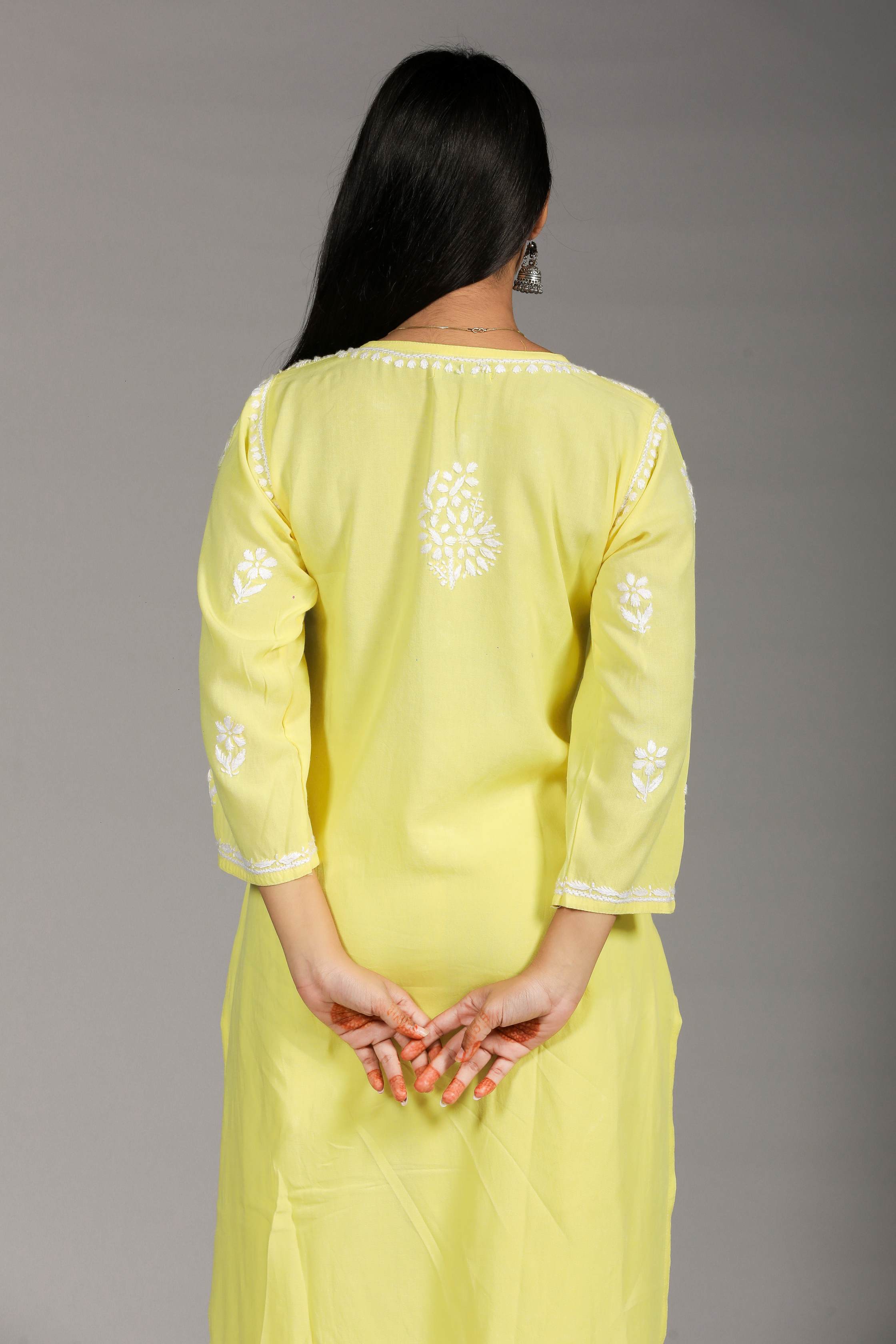 MYRA Rayon Kurti Palazzo set-Lemon Yellow