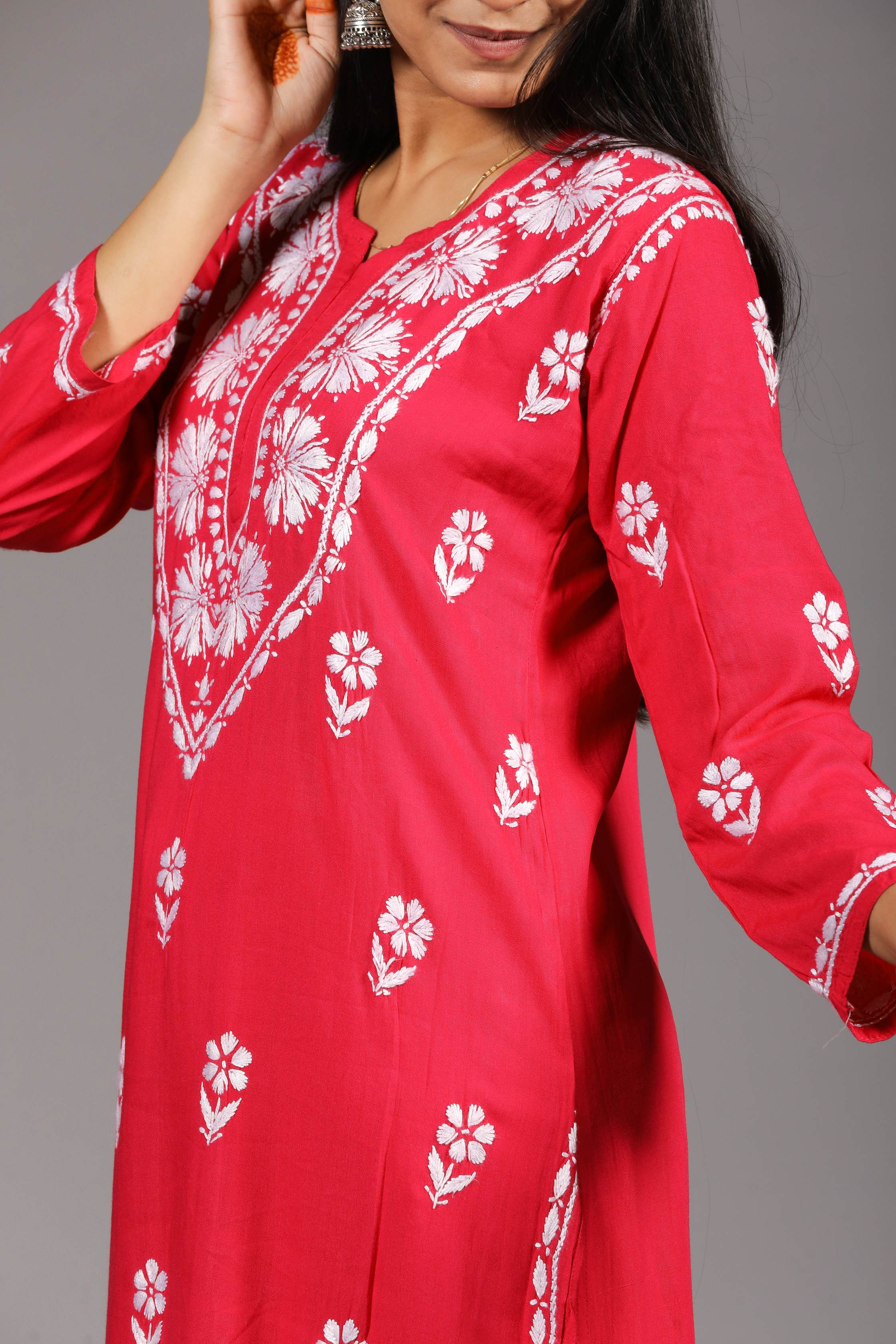 MYRA Rayon Kurti Palazzo set-Rani colour