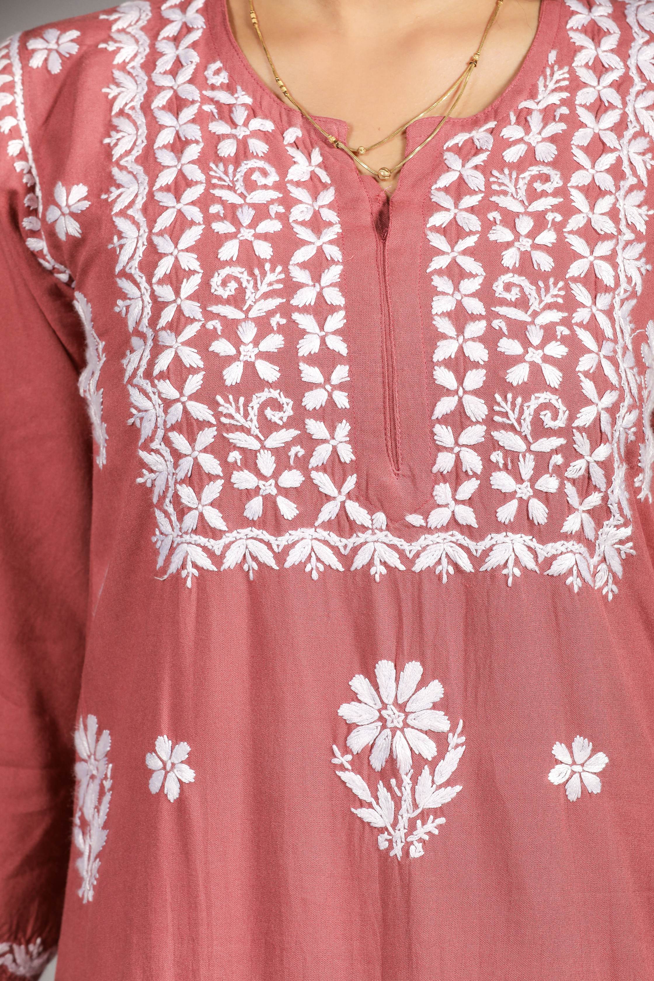 ZOYA Rayon Kurti Palazzo set-Onion Pink colour