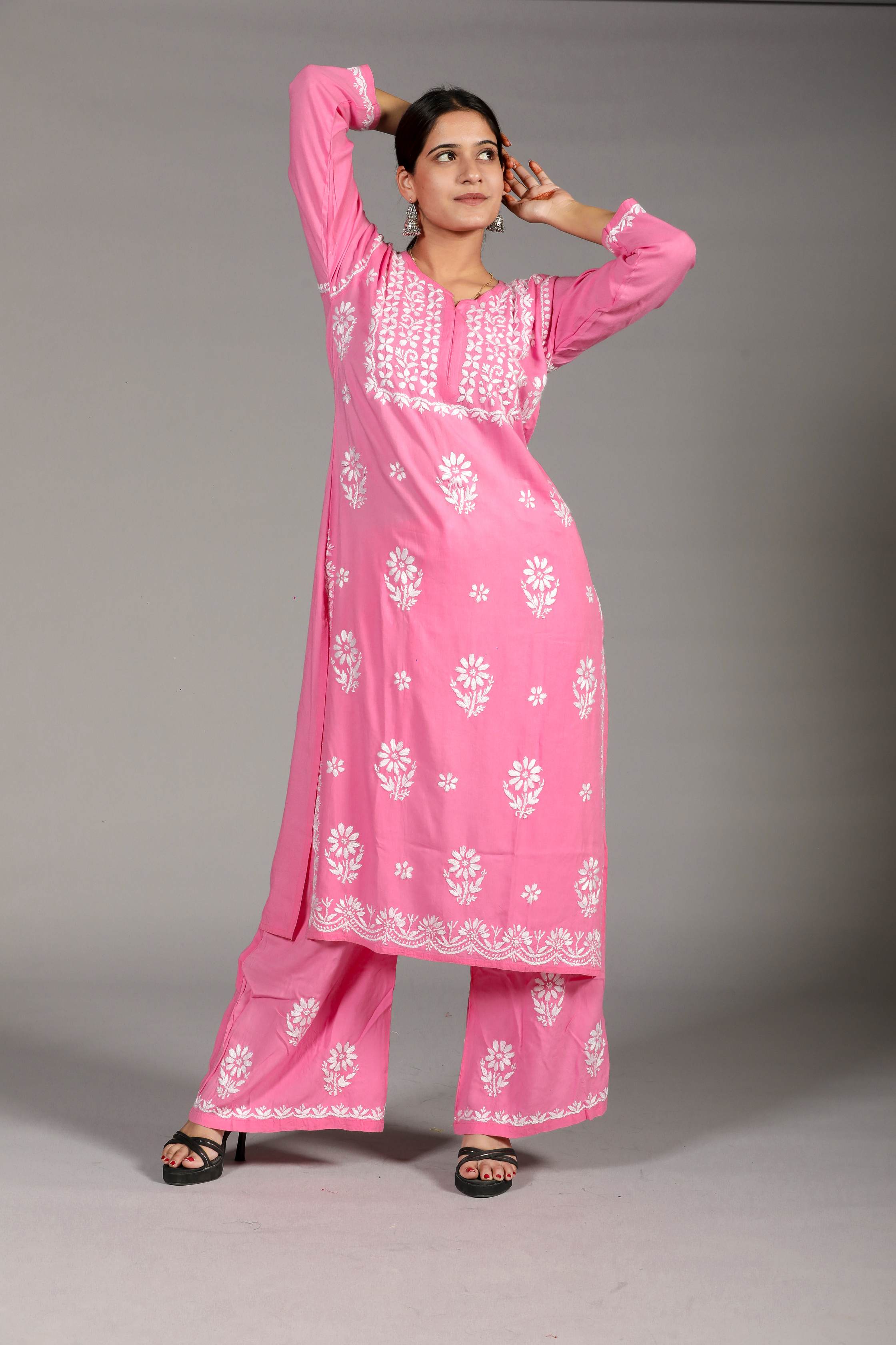 ZOYA Rayon Kurti Palazzo set- Pink colour