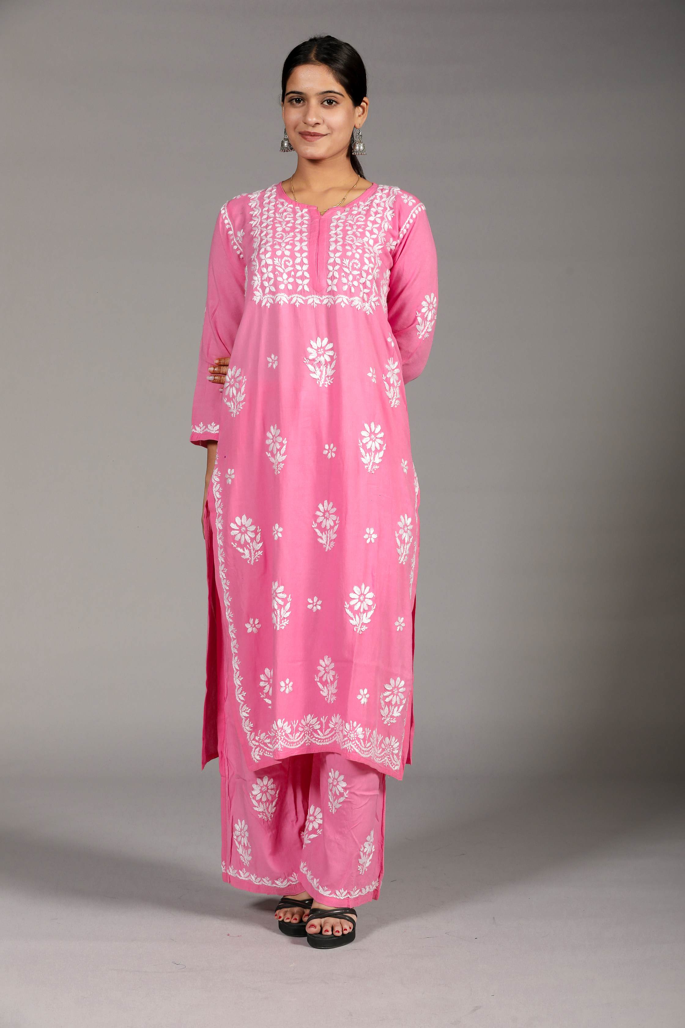 ZOYA Rayon Kurti Palazzo set- Pink colour