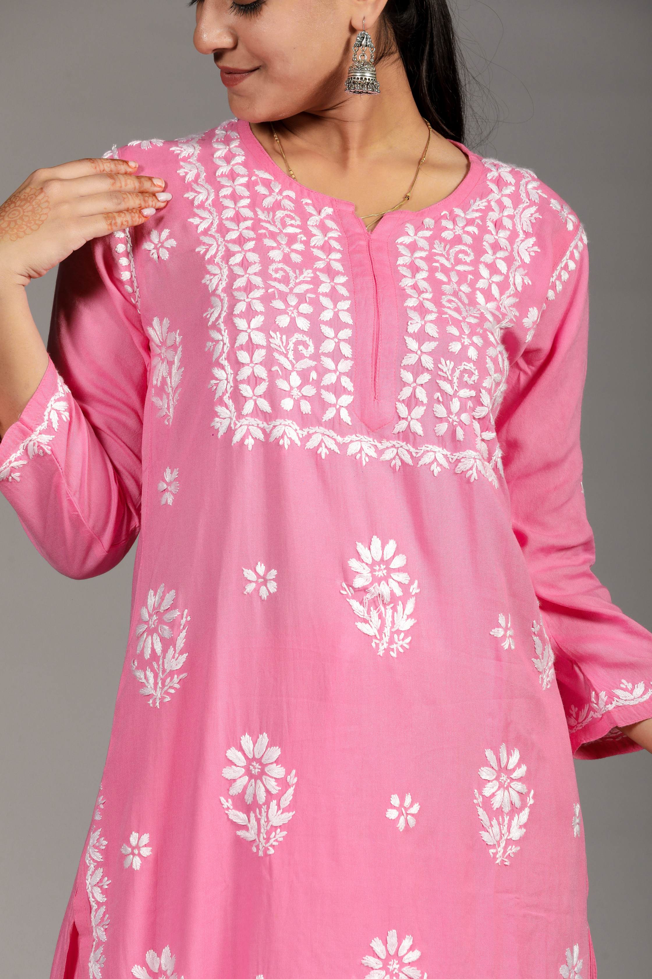ZOYA Rayon Kurti Palazzo set- Pink colour