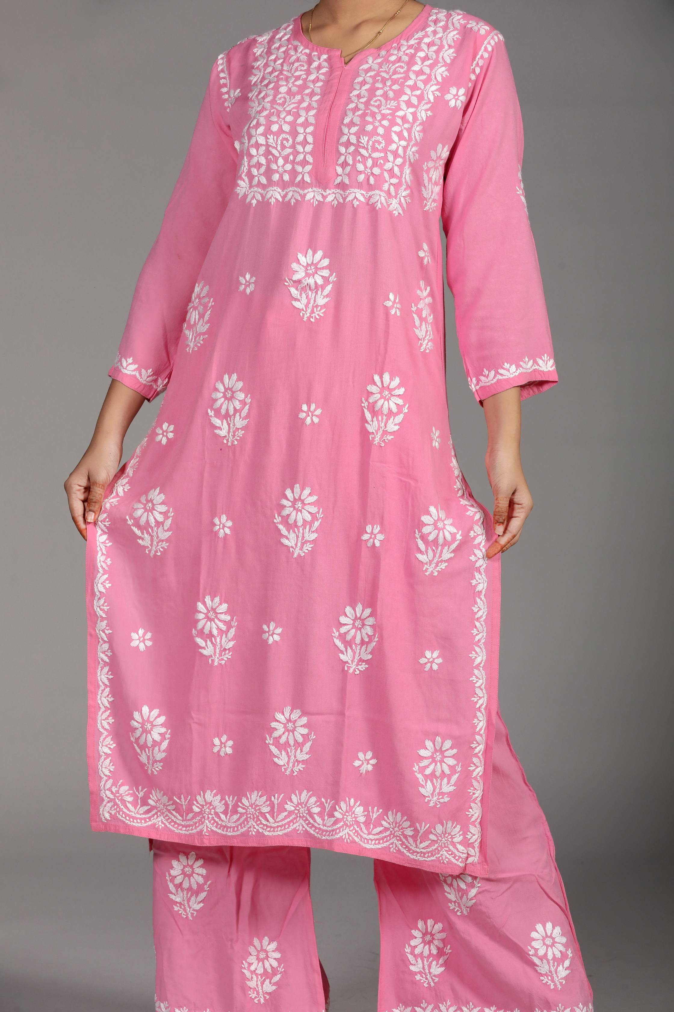 ZOYA Rayon Kurti Palazzo set- Pink colour